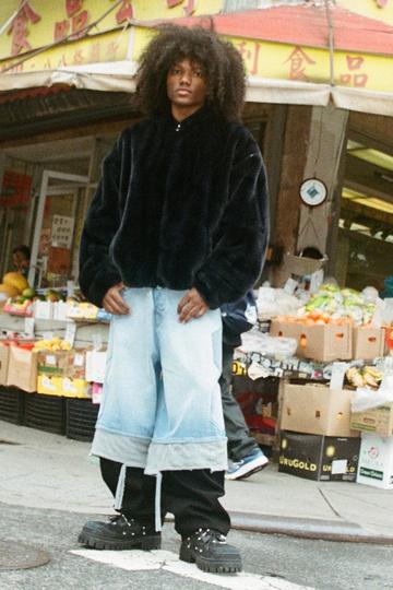 Light Brown Trippie Redd Baggy Rigid Hybrid Layered Denim Jeans