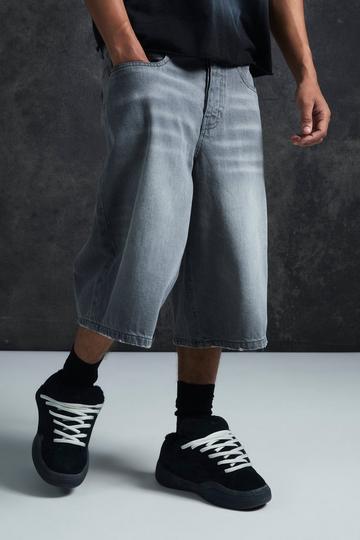 Trippie Redd Long Line Boxer Waistband Denim Jorts light grey