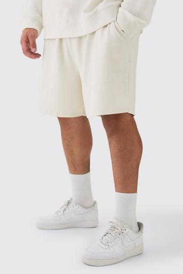 Plus Jacquard Knit Drawcord Shorts ecru