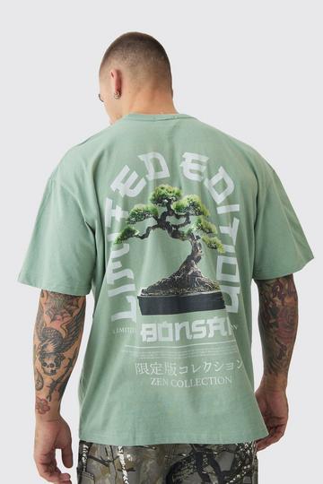 Oversized Tree Print Washed T-shirt sage