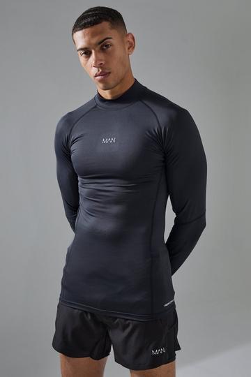 Man Active Base Layer High Neck Long Sleeve T-shirt black