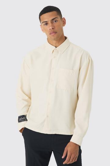 Oversized Soft Twill Long Sleeve Shirt ecru