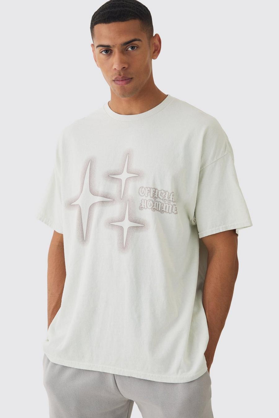 Ecru Oversized Star Print T-shirt