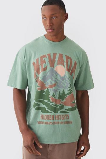 Sage Green Oversized Nevada Graphic T-Shirt