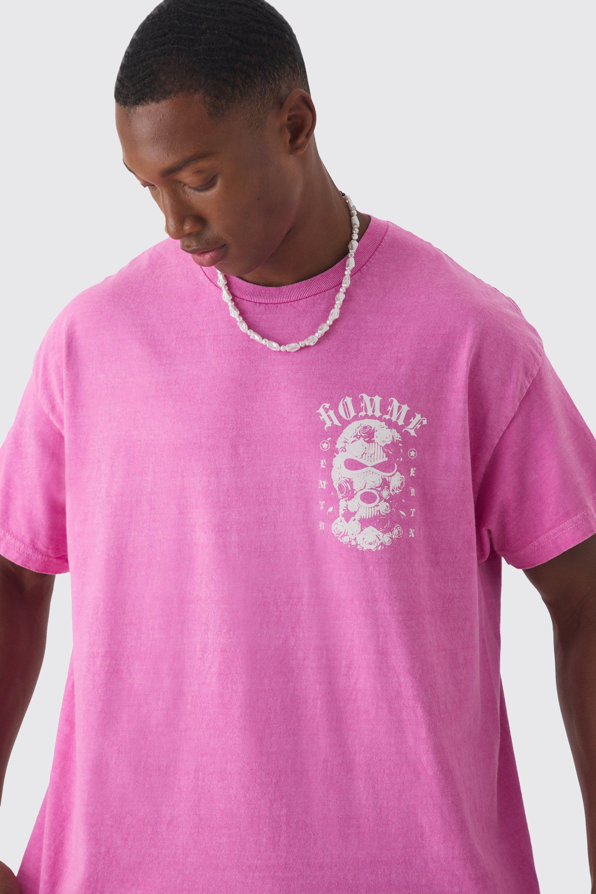 【boohoo】 オーバーサイズ 半袖 フローラル マスク Tシャツ Oversized Floral Mask Graphic Wash T-shirt | boohoo CA