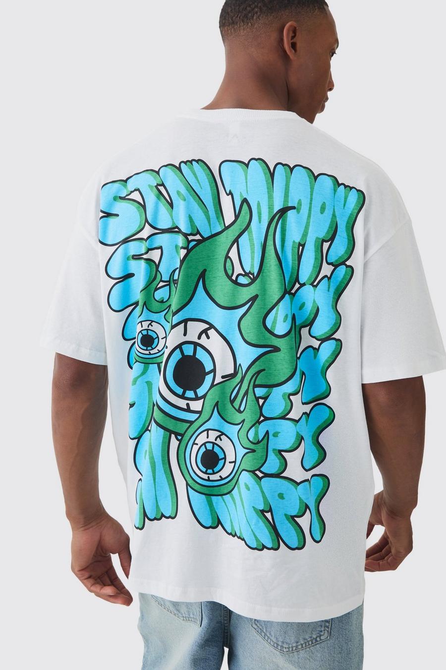 White Oversized Trippy Graphic T-shirt