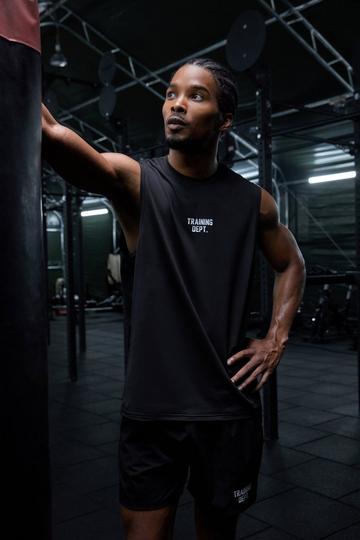 Black Man Active Training Dept Perforated Performance Tank