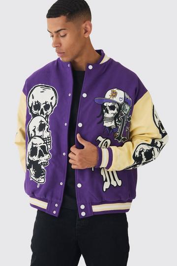 Oversized Limited Edition Schedel Varsity Jacket purple