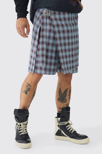 Tailored Check Shorts With Skirt Overlay multi