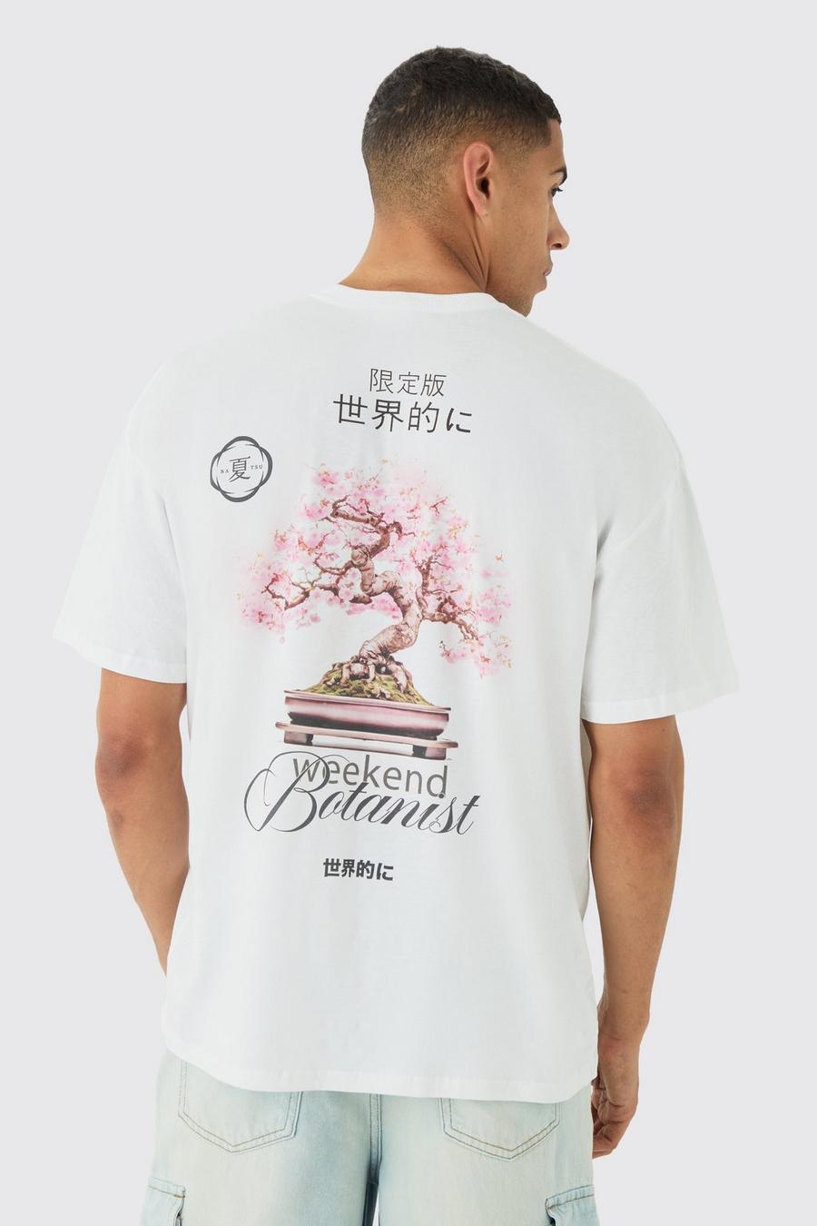White Oversized Botanist Tree Print T-shirt
