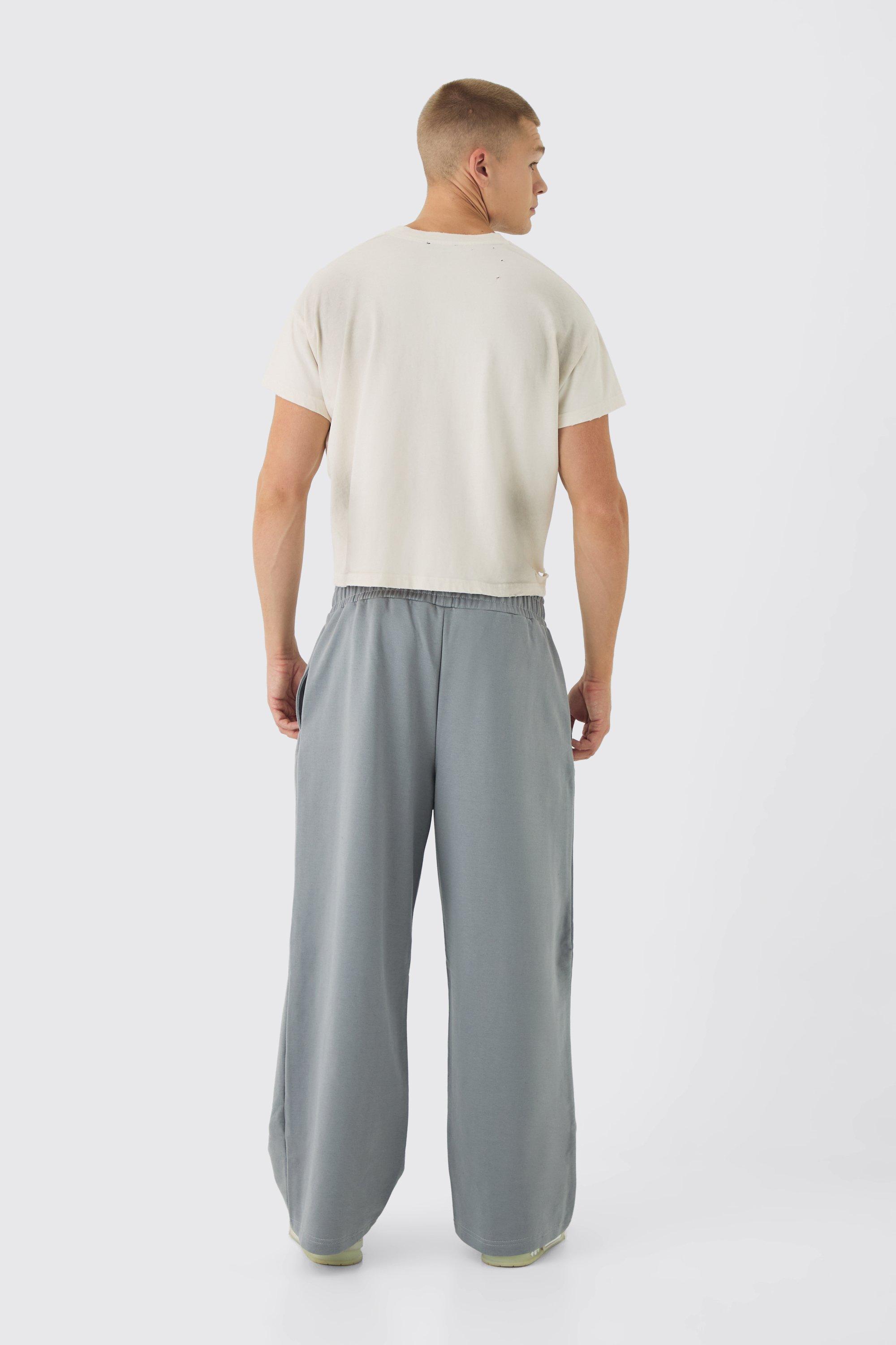 Wide Leg Boxer Waistband Sun Bleach Loopback Jogger | boohoo CA