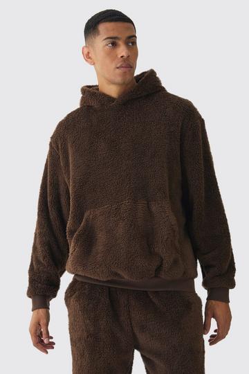 Oversized Teddy Borg Hoodie chocolate