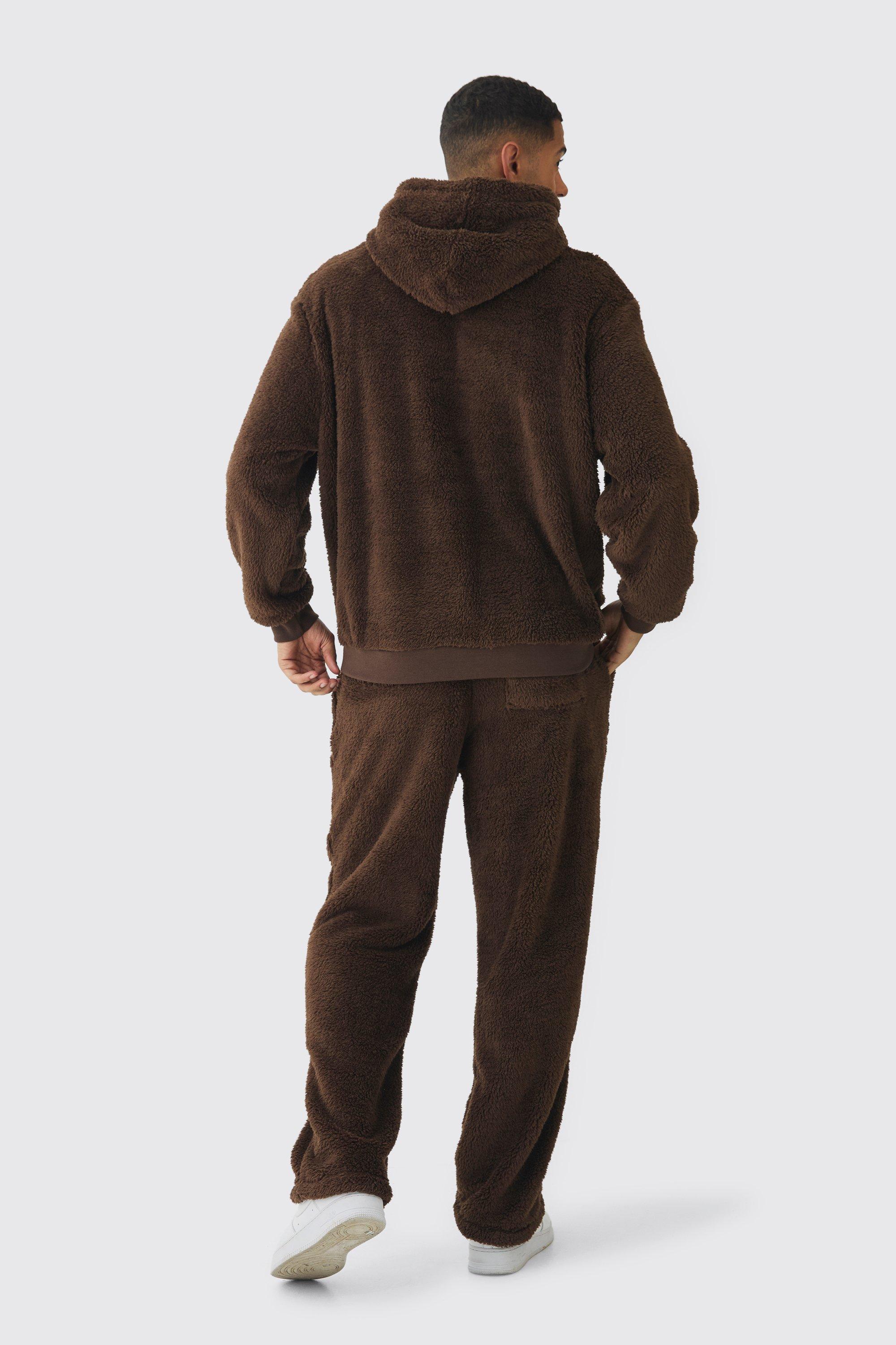 Oversized Teddy Borg Hoodie boohoo