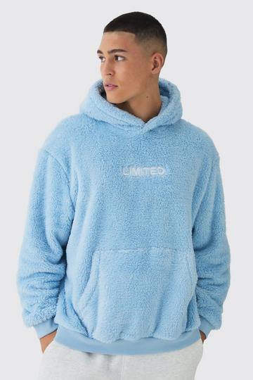 Oversized Limited Teddy Borg Hoodie light blue