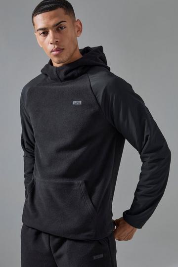 Man Active Fleece High Neck Hoodie black