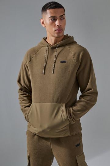 Khaki Man Active Fleece Hoodie