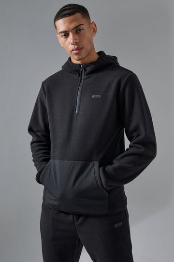 Man Active Fleece 1/4 Hoodie black