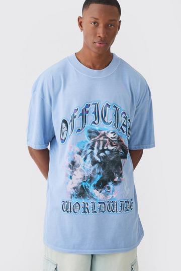 Oversized Extended Neck Tiger Graphic T-shirt lilac