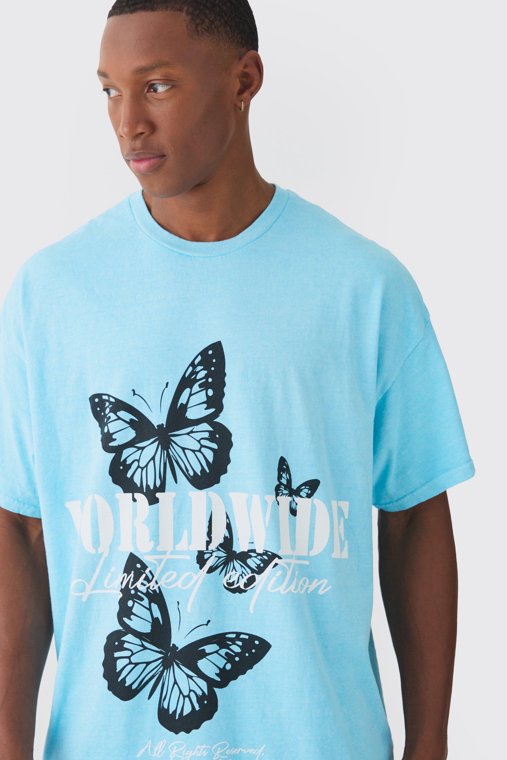 Oversized Worldwide Butterfly Print T shirt
