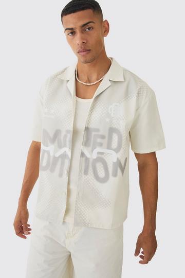 Oversized Lightweight Twill Moto Shirt ecru