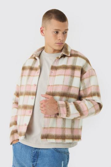 Oversized Geborsteld Geruit Overhemd light pink