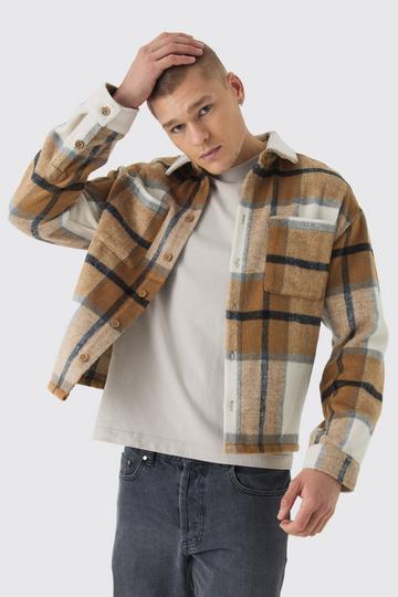 Regular Fit Brushed Check Overshirt brown