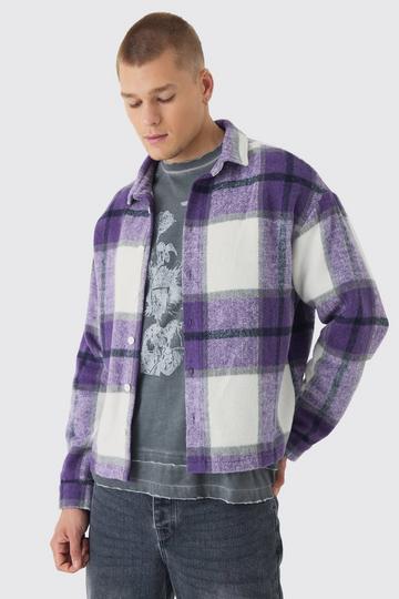 Purple Heavyweight Oversized Brushed Check Overshirt