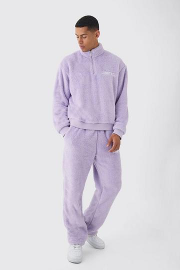 Oversized Boxy 1/4 Zip Limited Edition Teddy Borg Sweat Tracksuit lilac