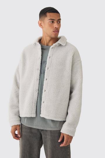 Oversized Borg Overshirt light grey