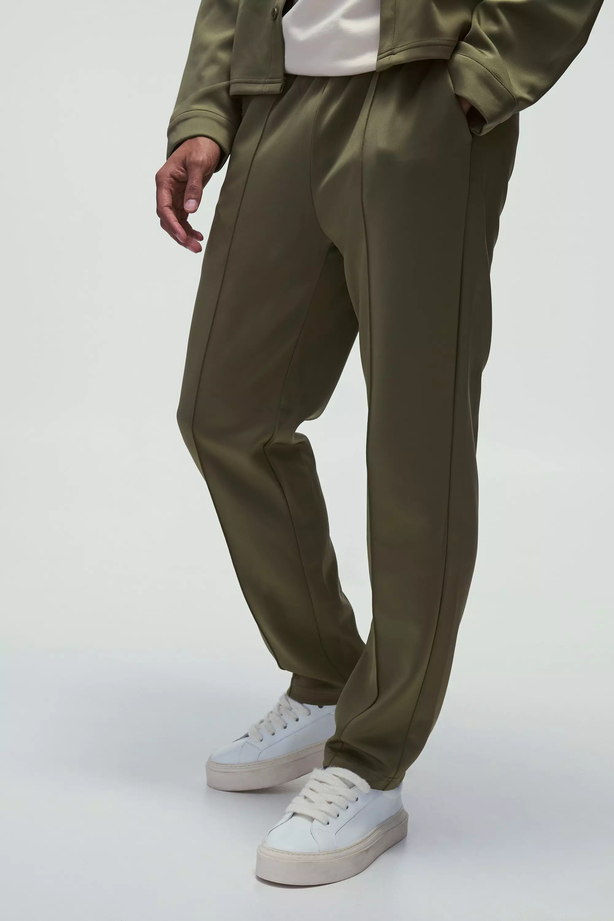 Khaki Tapered Pintuck Scuba Trouser alternative image