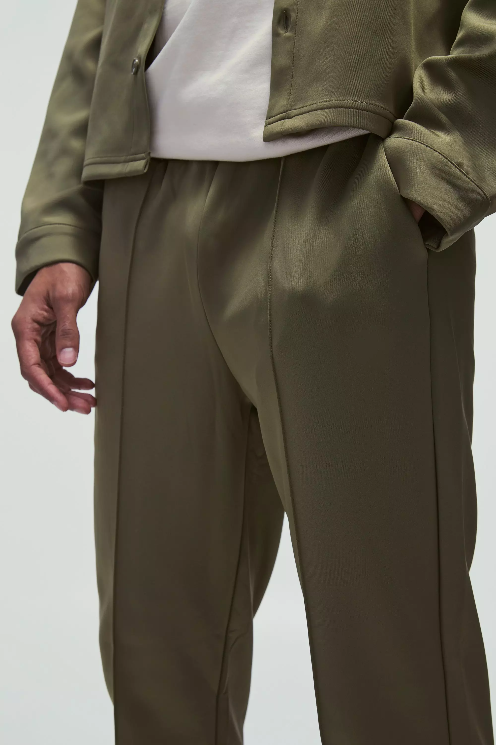 Khaki Tapered Pintuck Scuba Trouser alternative image