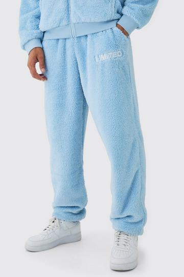 Oversized Limited Edition Embroidered Teddy Borg Cuffed Joggers light blue