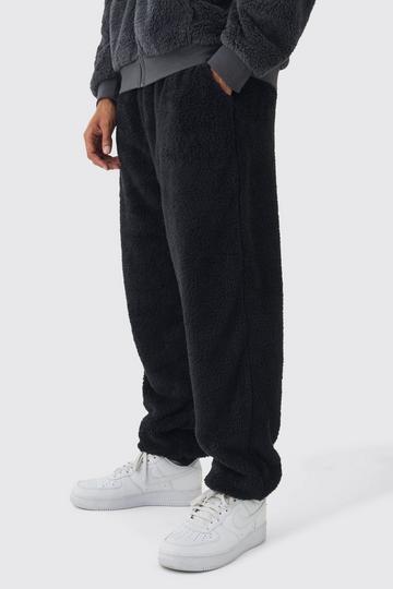 Oversized Teddy Borg Cuffed Sweatpants black