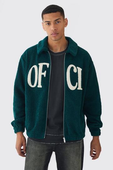 Oversized Ofcl Boxy Boucle Borg Harrington Jacket forest