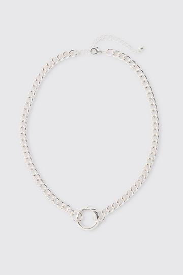 Chunky Chain Ring Pendant Necklace silver