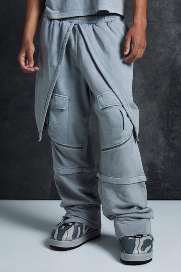 Grey Trippie Redd Oversized Heavy Washed Horn Hooded Jogger