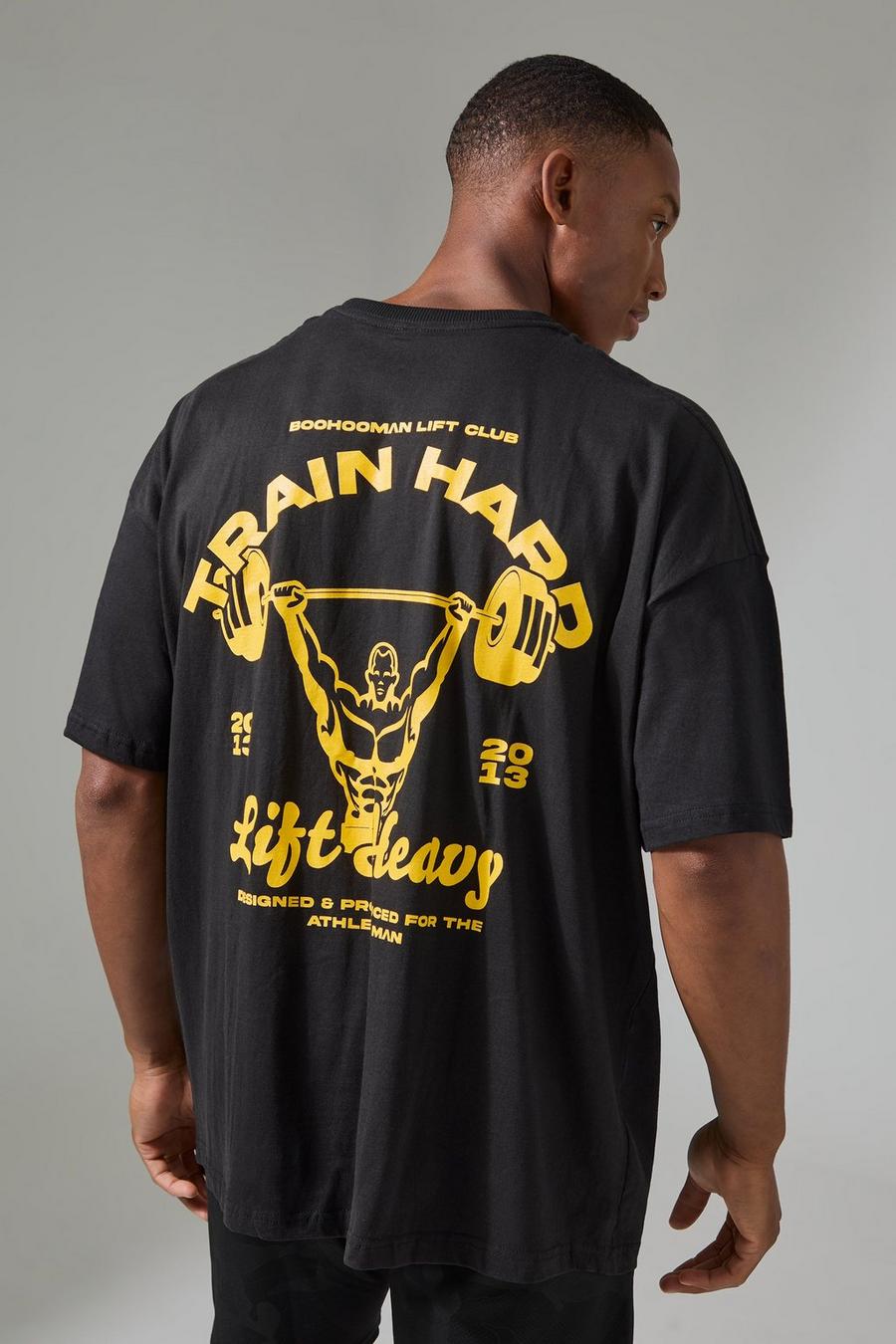 Black Man Active Train Hard Lift Heavy Oversized T-shirt image number 1