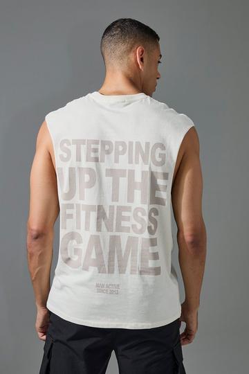 Man Active Stepping Up The Fitness Game Reg Fit Tank ecru