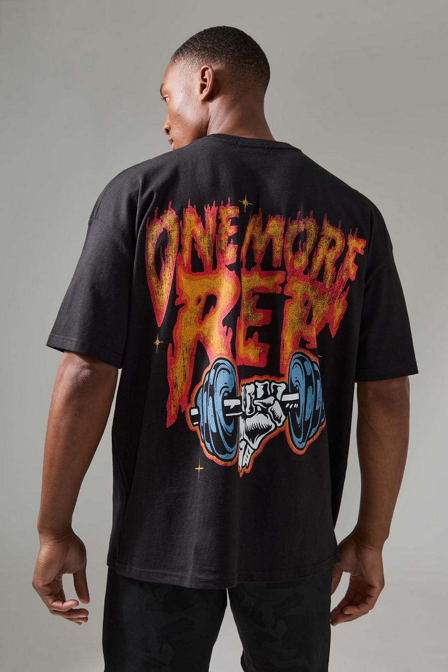 Black Man Active One More Rep Graphic Oversized T-shirt image number 1