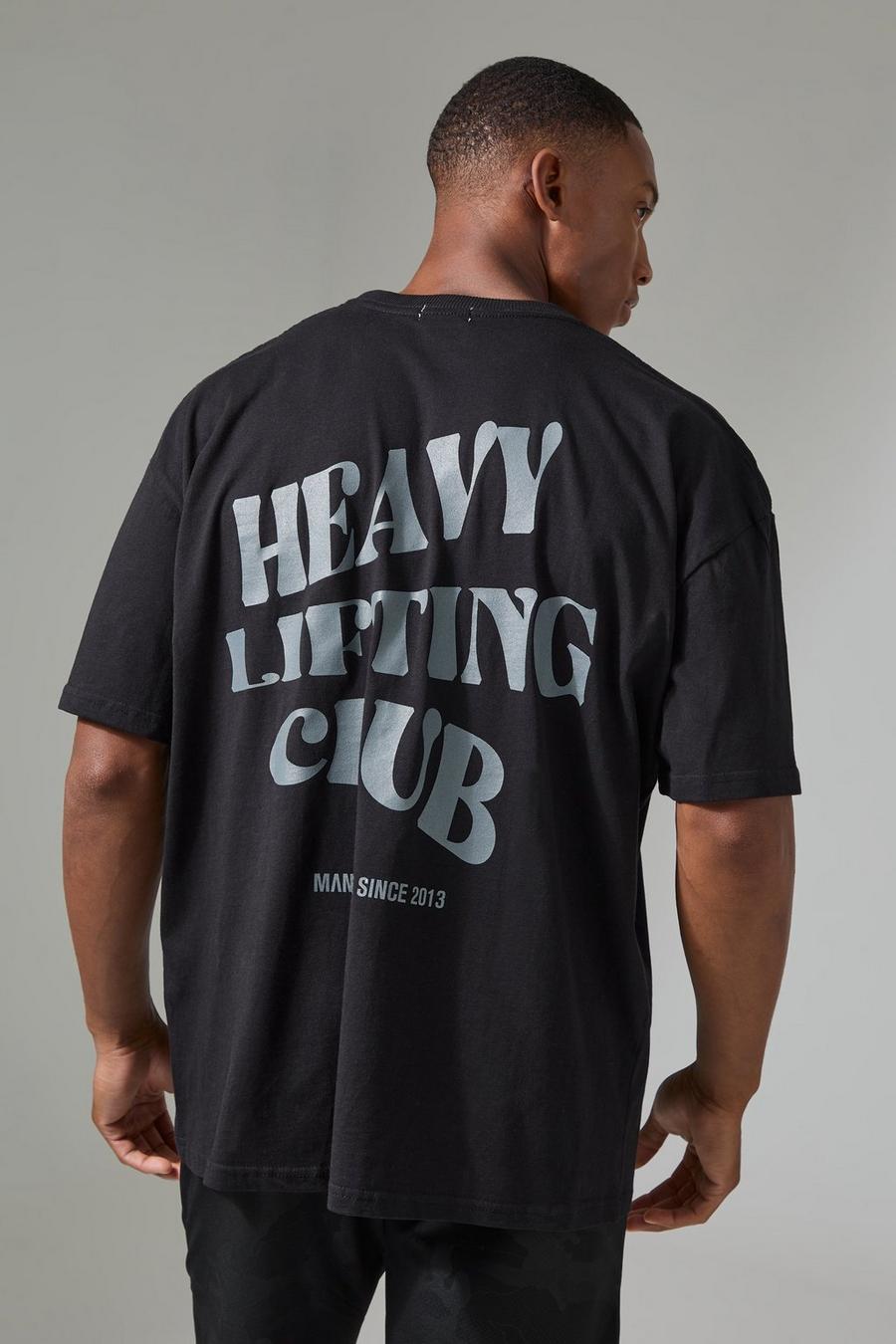 Black Man Active Heavy Lifting Club Oversized T-shirt image number 1