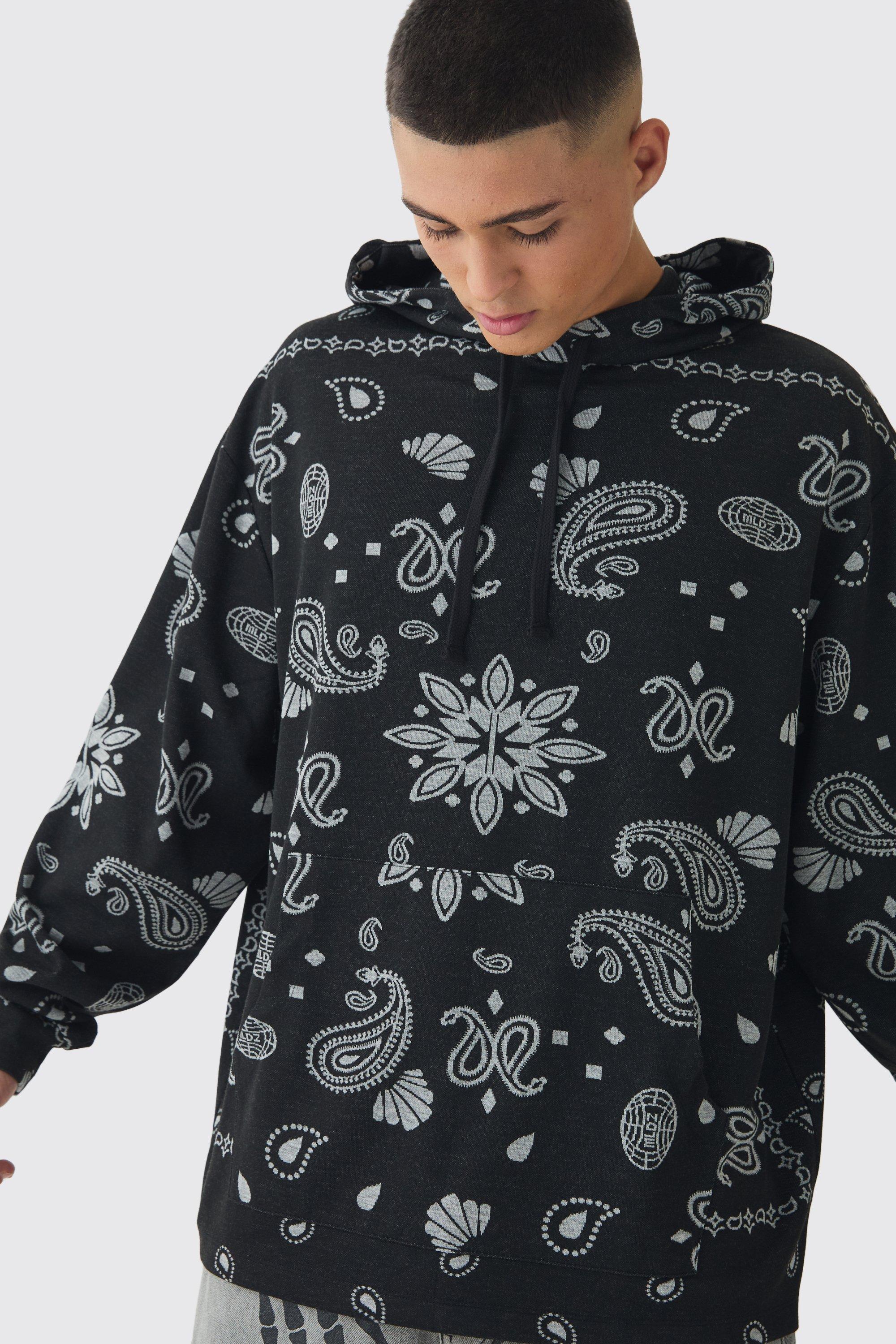 Oversized Paisley Jacquard Hoodie