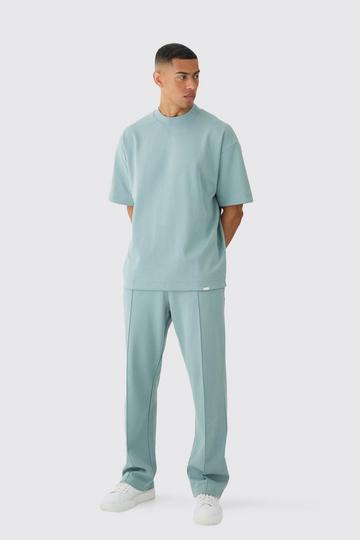 Oversized Interlock T-Shirt And Sweatpant Set dusty blue