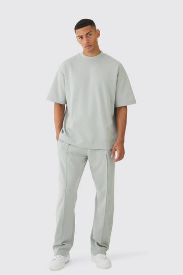 Oversized Interlock T-Shirt And Sweatpant Set grey