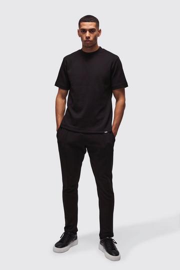 Regular Interlock T-Shirt And Sweatpant Set black