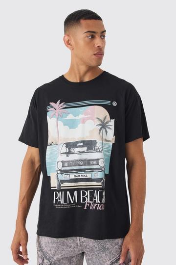 Oversized Volkswagen Palm Beach License Graphic T-Shirt black