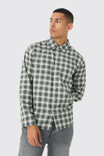 Long Sleeve Checked Oversized Shirt khaki