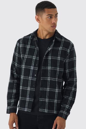 Long Sleeve Flannel Regular Fit Shirt black