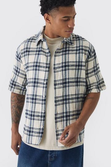 Short Sleeve Flannel Oversized Shirt ecru