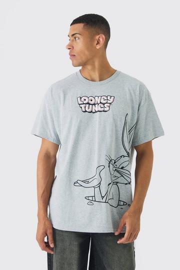 Oversized Looney Tunes Wash License Graphic T-Shirt light grey