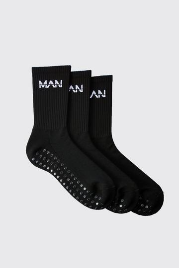 Black Man Active Training Grip Crew 3 Pack Socks